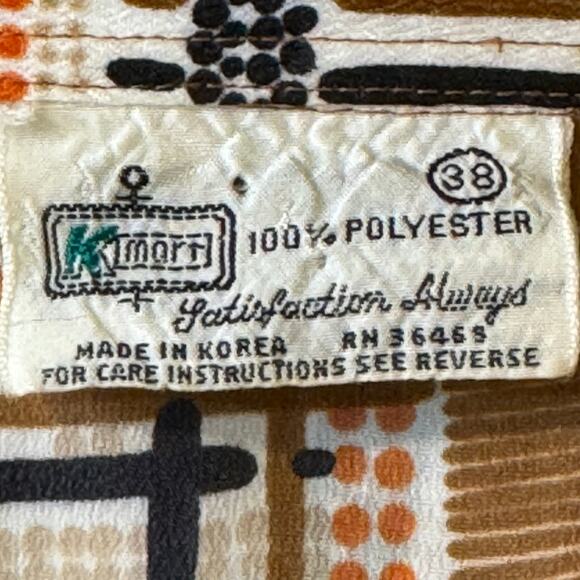 Vintage K-Mart 1970's Size 38 Geometric Print Polyester Dagger Collar Shirt - Picture 7 of 7